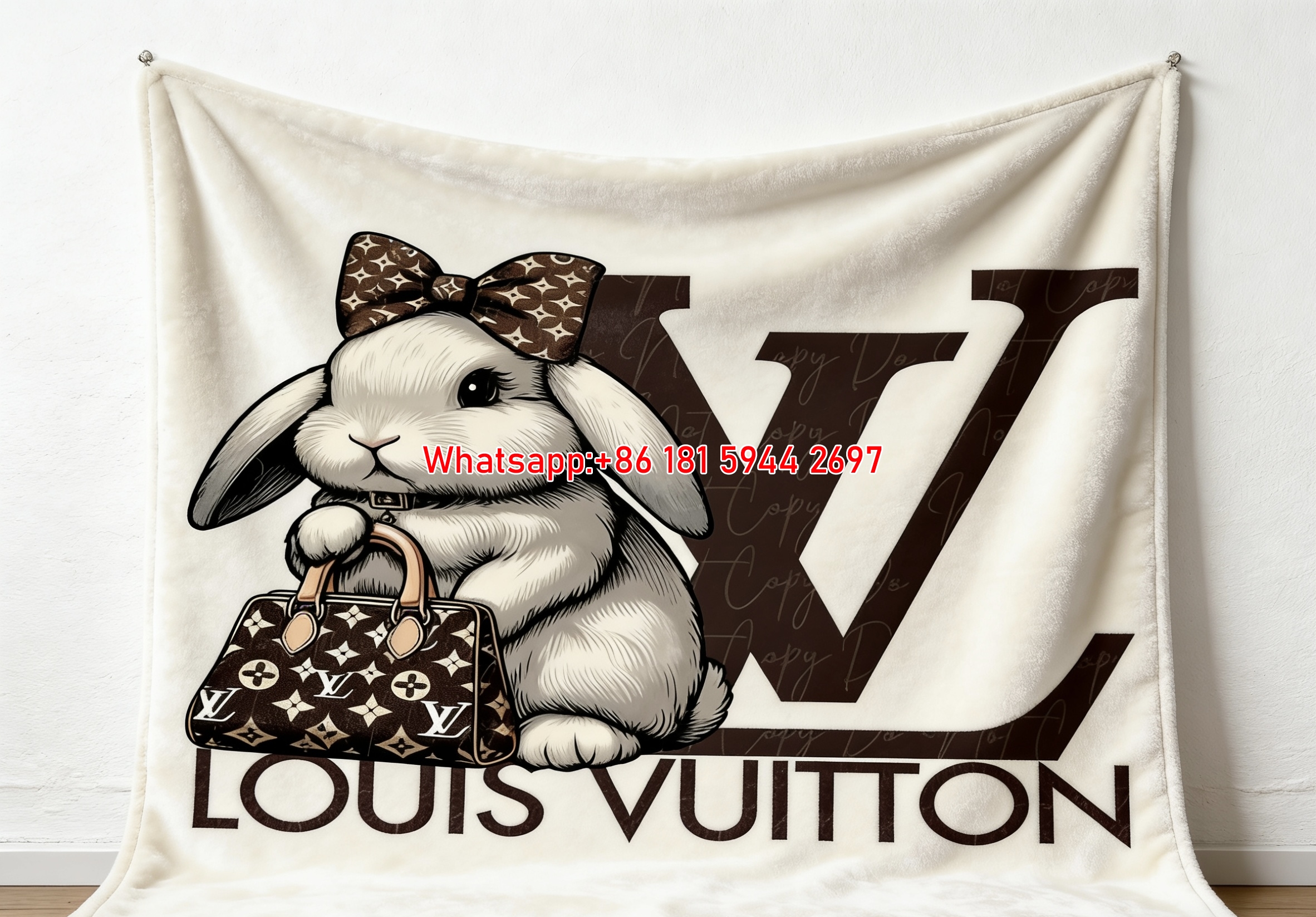 LV Bunny with Bow Blanket Luxury LV Rabbit Blanket 112